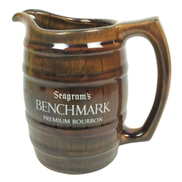 Seagrams Benchmark Premium Bourbon Barrel Ceramic Pitcher Vintage Whiskey Jug - Picture 3 of 7